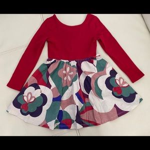 Tea Collection Dress 5 Red Long Sleeve